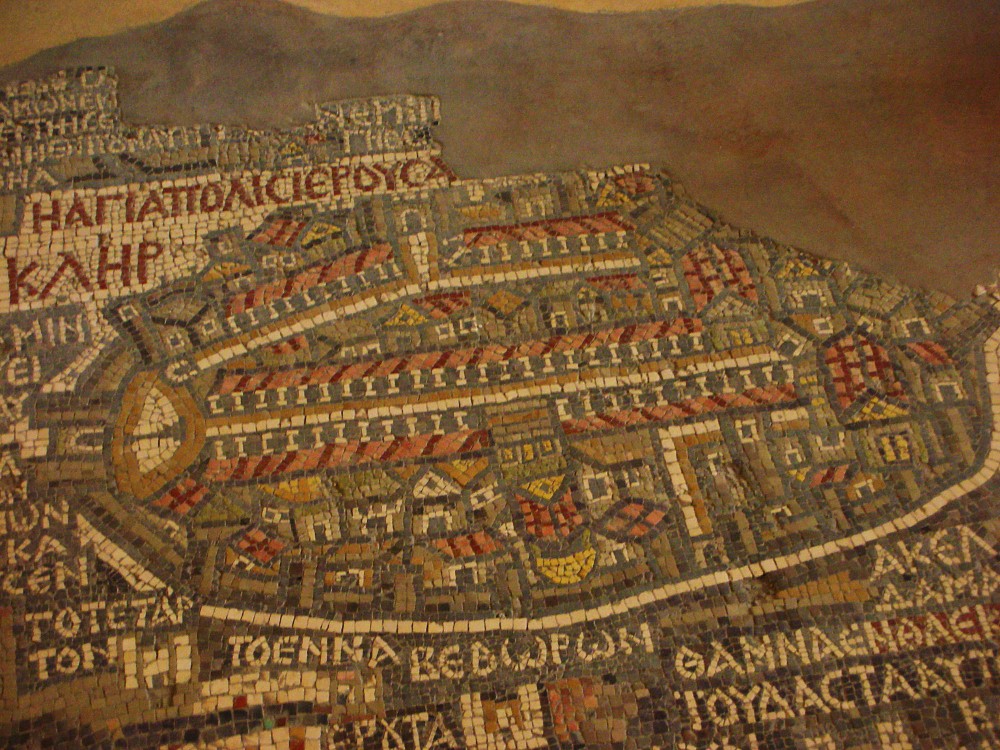 Map Of Jerusalem At The Time Of Jesus. The ancient Madaba map shows