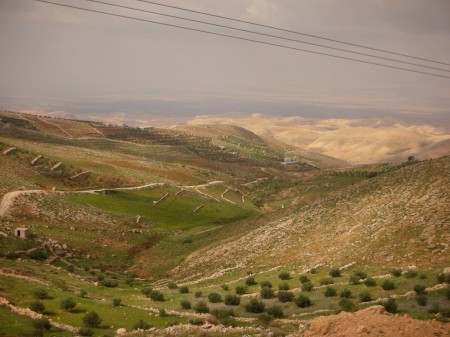 On the other side of Wadi Seer, stone walls line the hills as Palestine stretches away into the horizon