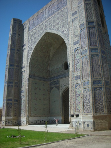 I'm nothing but a dot compared with the sheer massiveness of the Grand Mosque of Samarqand
