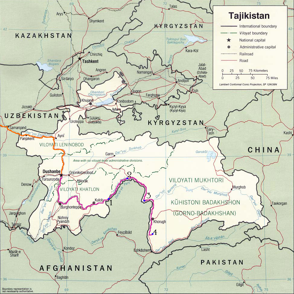 Tajikistan Route Map