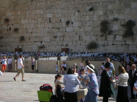 Jews praying along the Western Wall