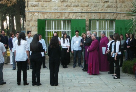 Bishop Williams greets everyone outside Aheliya's main gates