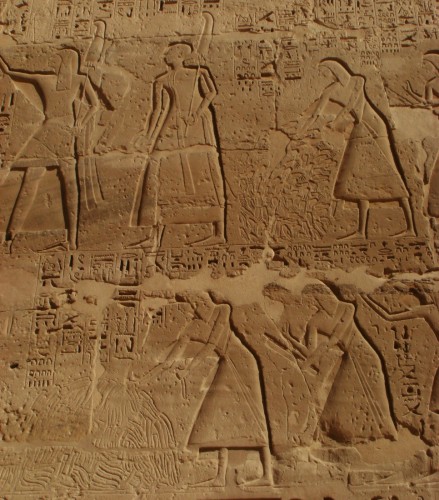 One of the more grotesque carvings in Medinat Habu depicts Ramses' scribes dutifully counting up slain enemies via their dismembered hands (upper queue) and penises (lower queue)