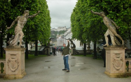 Salzburg! In the Mirabell Gardens from the Sound of Music, with the Hohensalzburg fortress behind