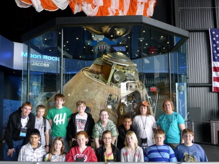 Team Casper, posing in front of the Apollo 14 "Casper" command module