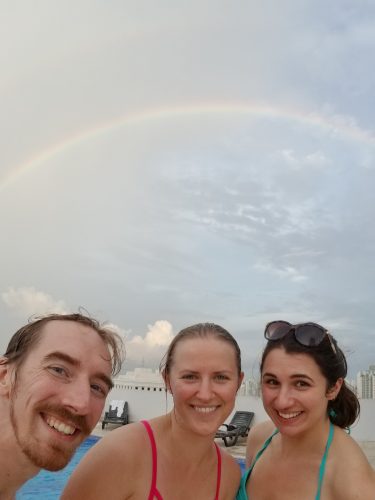 Poolside double rainbow